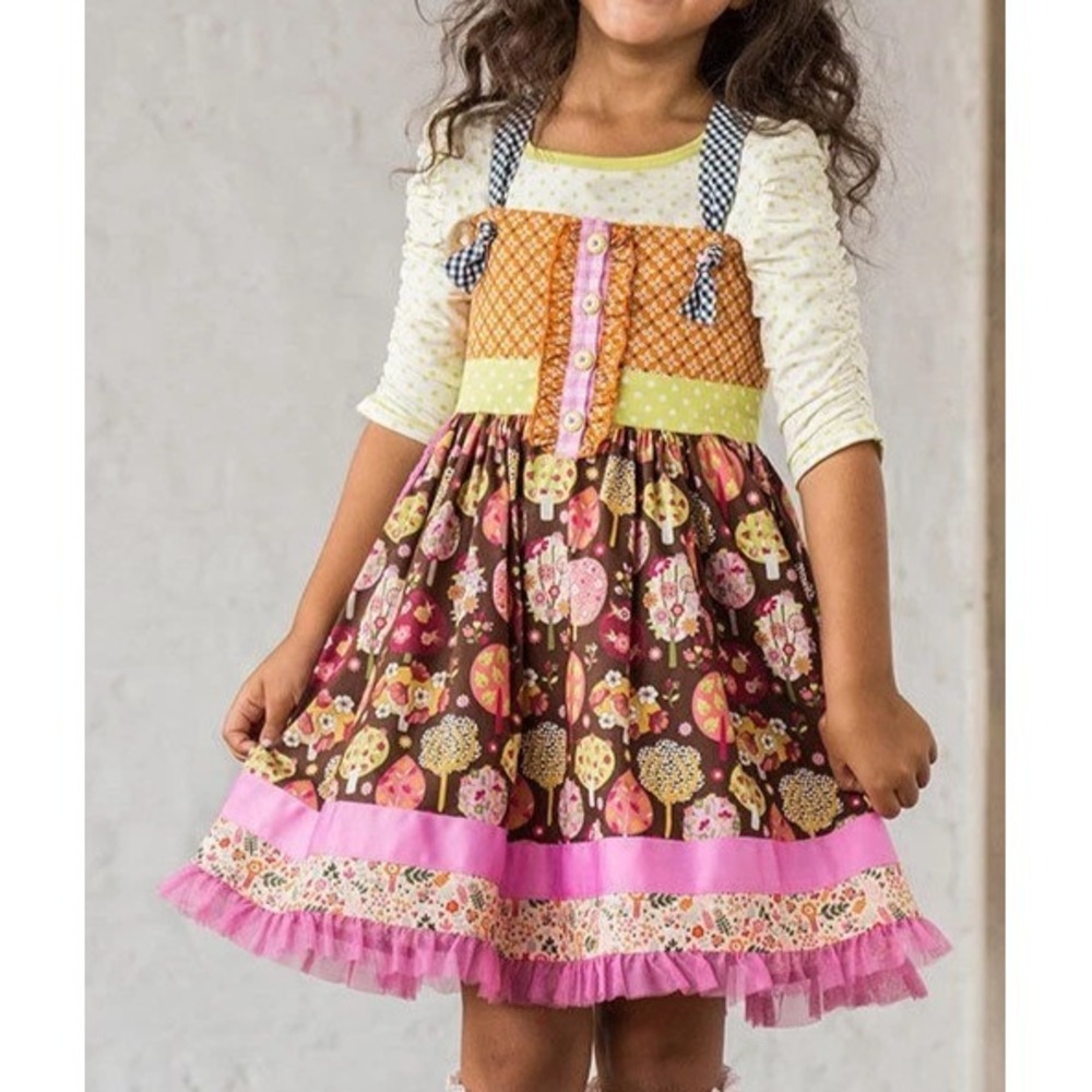 NWT Matilda Jane Size 6 Spinning with Joy Knot Dress Make Believe Brown Pink